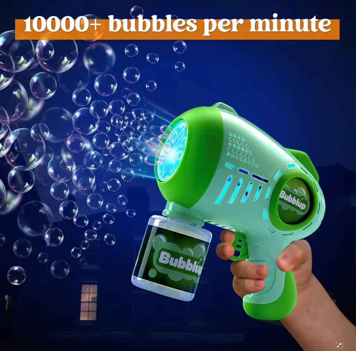 Sloosh 2 Kids Bubble Guns with 4 Bottles Solution Automatic Bubble Machine Gun with 8 Holes for Kids Summer Toys Birthday Gift