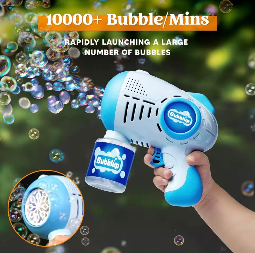Sloosh 2 Kids Bubble Guns with 4 Bottles Solution Automatic Bubble Machine Gun with 8 Holes for Kids Summer Toys Birthday Gift